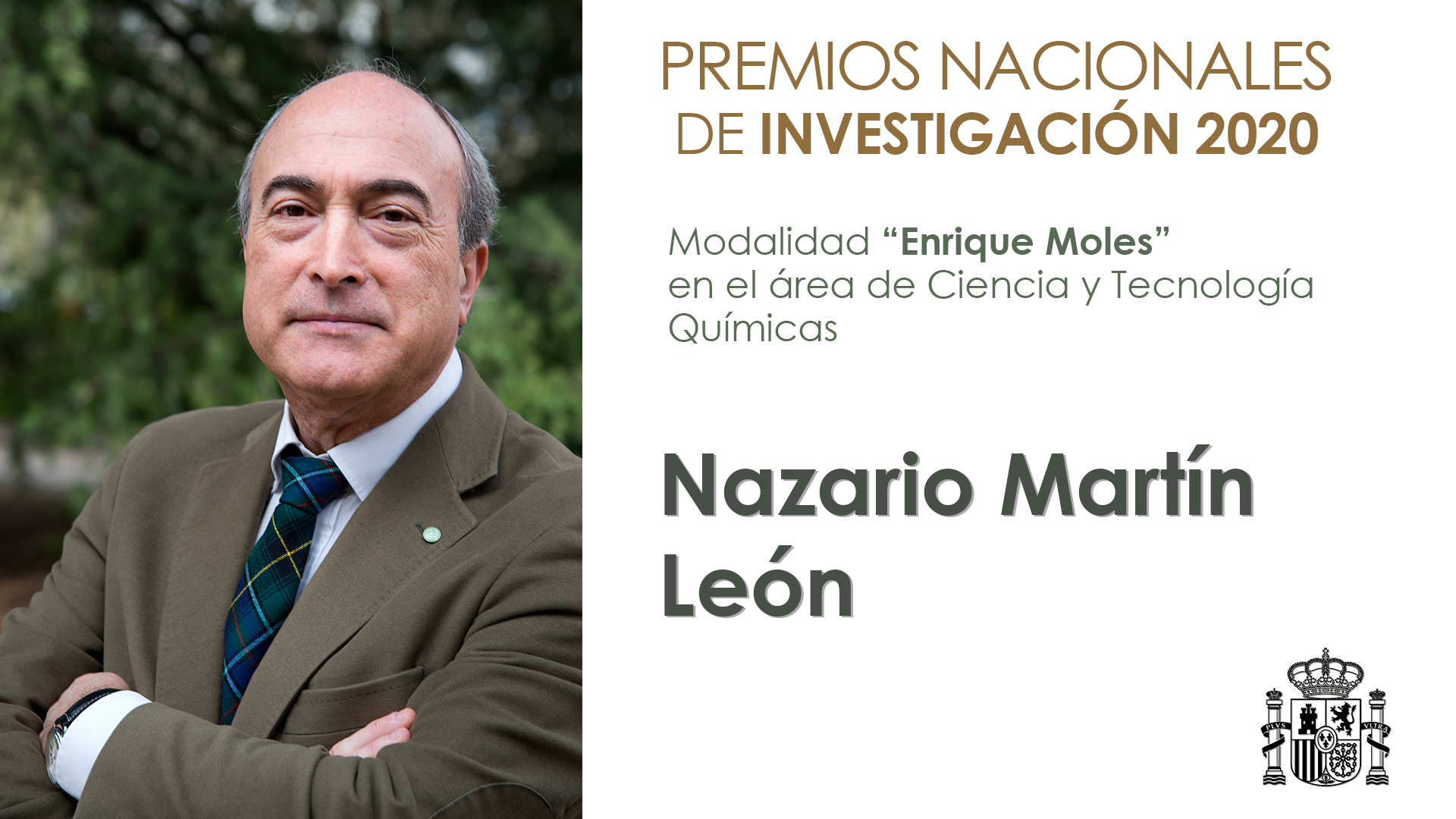 Premiado Nazario Martín León con el Premio Nacional "Enrique Moles" en el área de Ciencia y Tecnología Químicas